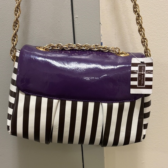 Henri Bendel Purple and Black Striped Women's Bag - Picture 8 of 15